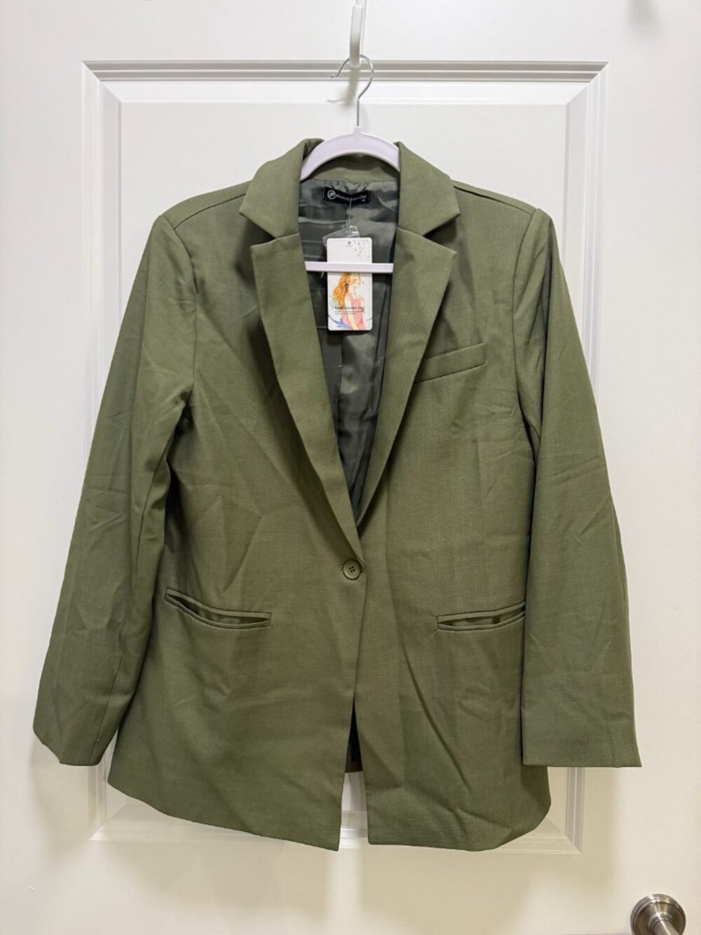 Pretty Garden Chic Olive Green Notch Lapel Blazer NWT Sz M